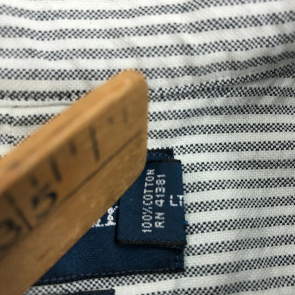 Polo Ralph Lauren Mens Large Classic Fit Striped Button Down Shirt Grey White